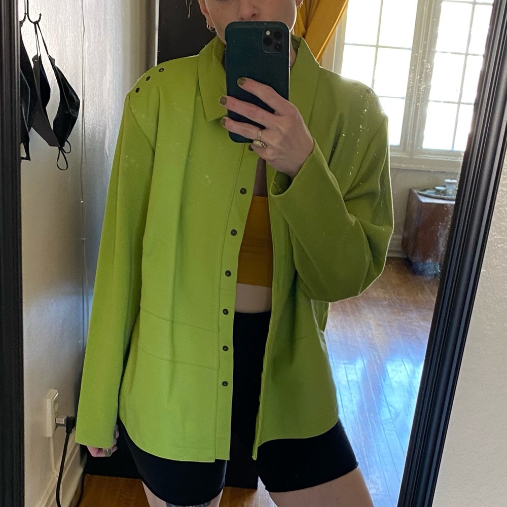 Lime Green Faux Leather Sweater